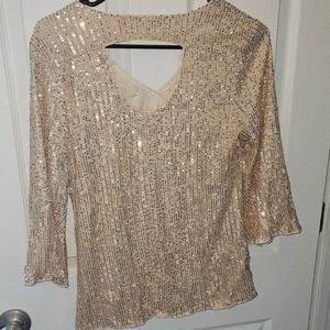 Gold glitter 3/4 length sleeves